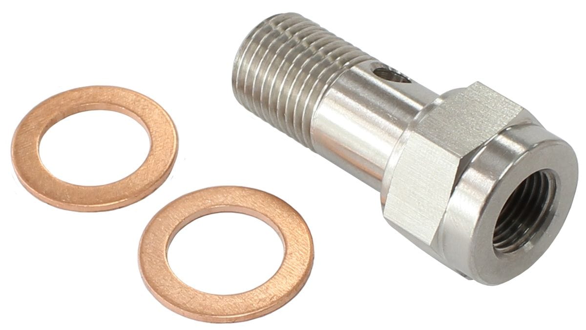 Aeroflow Performance M12 x 1.25mm Thread Aeroflow Stainless Steel Banjo Bolt with 1/8" NPT Port AF316-04P SR