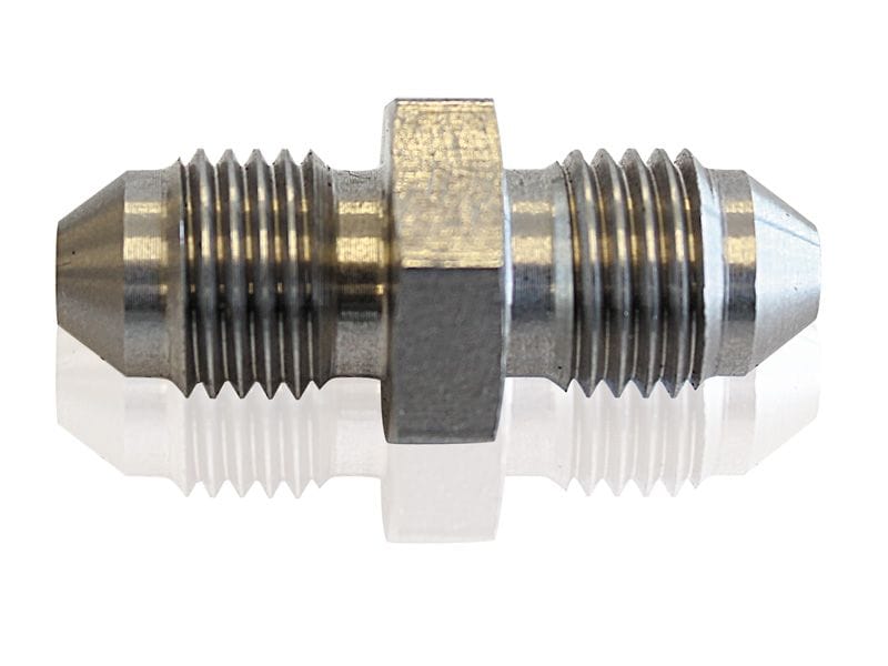 Aeroflow Performance Male -4AN to Male -4AN (Short) Aeroflow Stainless Steel Male Flare Union Fitting -4AN AF360-04 SR
