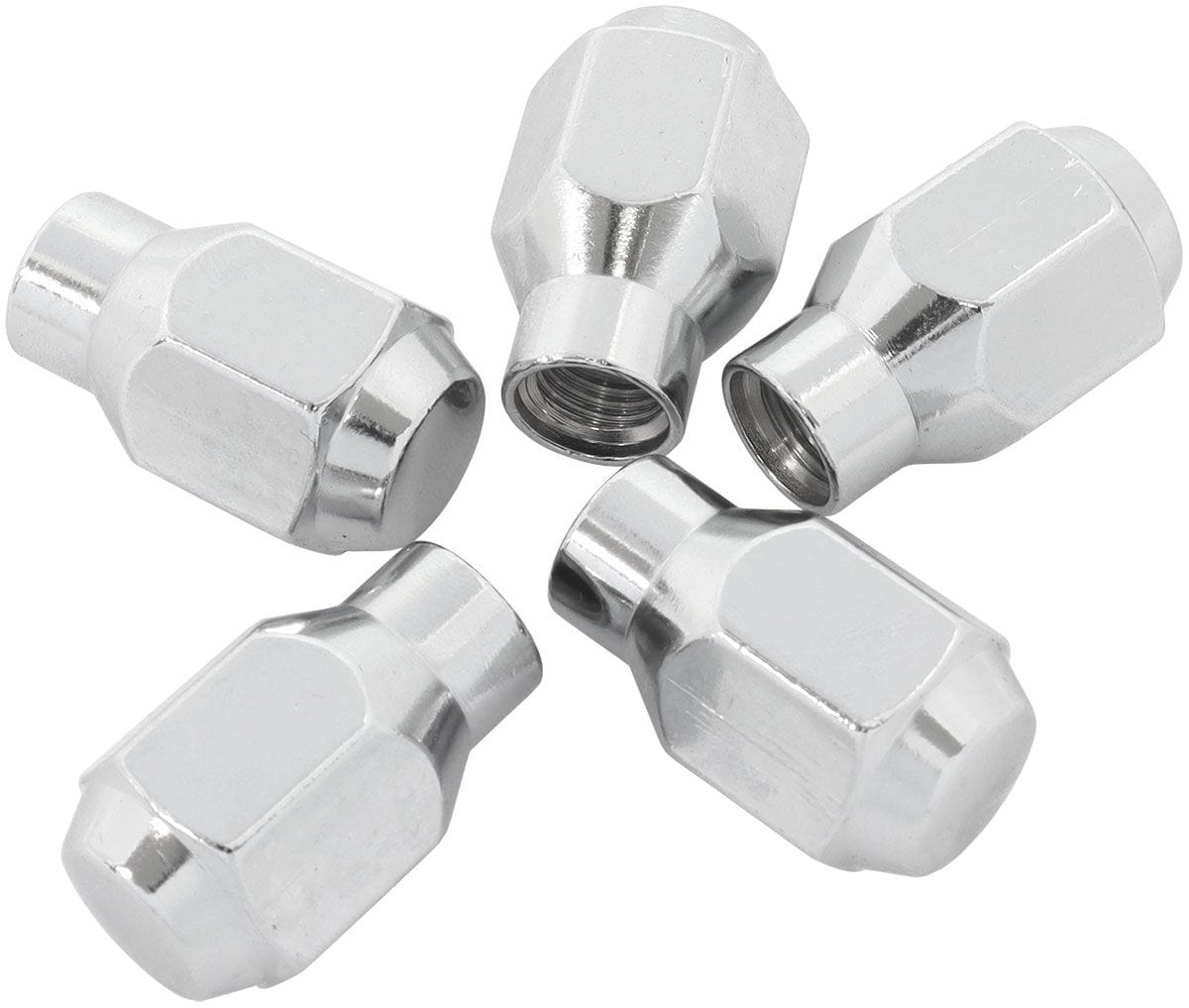 Aeroflow Performance Pack of 5, 60 Degree Taper with 0.300" Shank Aeroflow Conical ET Style Closed Chrome Wheel Nuts - M14 x 1.50mm AF3048-4000 SR