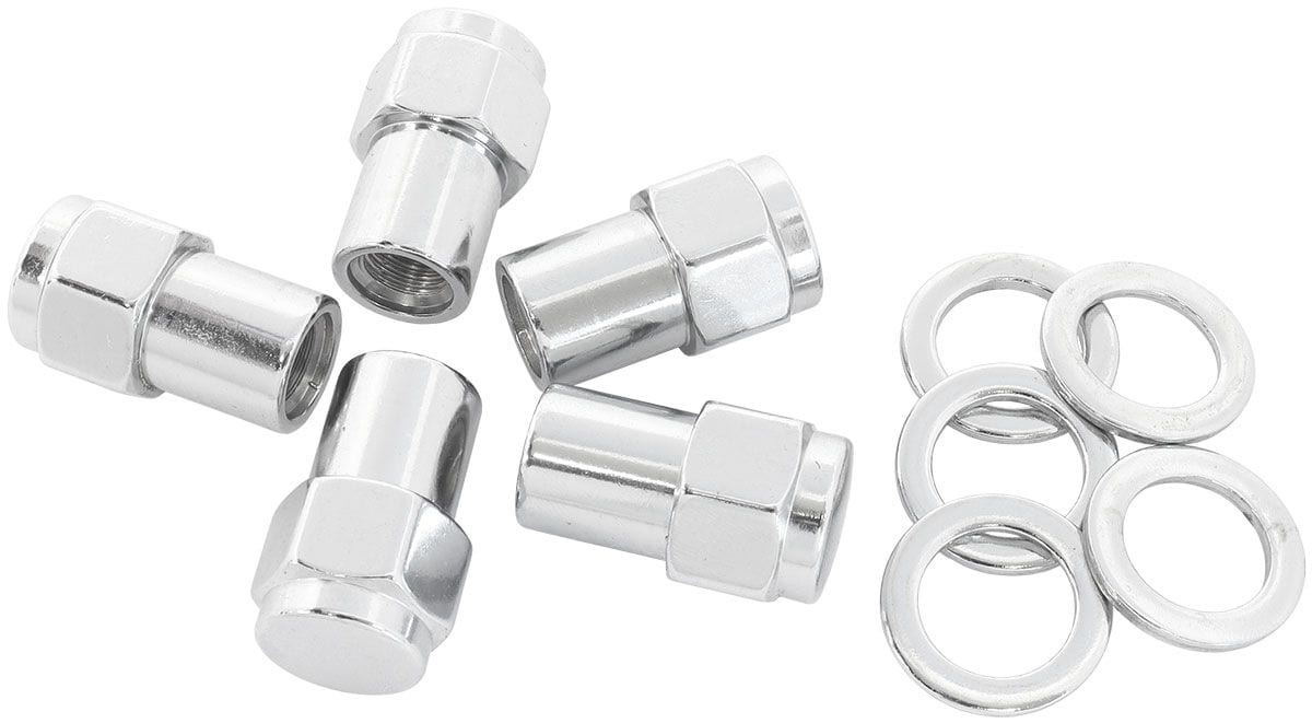 Aeroflow Performance Pack of 5, Washer Seat with Shank Aeroflow 0.550" Shank Closed Chrome Wheel Nuts - M12 x 1.25mm AF3045-6000 SR