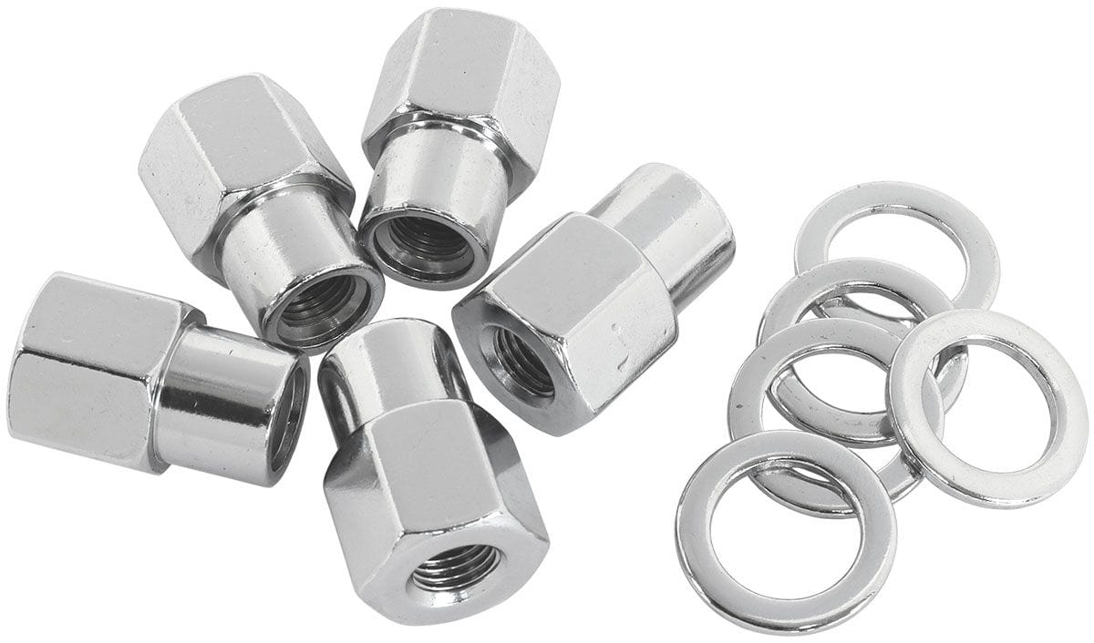 Aeroflow Performance Pack of 5, Washer Seat with Shank Aeroflow 0.550" Shank Open Chrome Wheel Nuts - M14 x 1.50mm AF3038-6000 SR