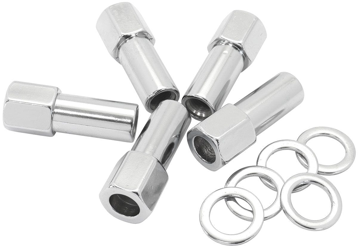 Aeroflow Performance Pack of 5, Washer Seat with Shank Aeroflow 1.380" Shank Open Chrome Wheel Nuts - M12 x 1.50mm AF3036-9000 SR