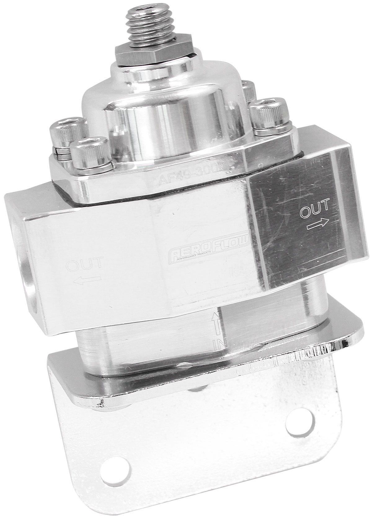 Aeroflow Performance Polished Finish. 4.5-9 psi Adjustable Aeroflow Billet 2-Port Fuel Pressure Regulator with -8 ORB Ports AF49-3000P SR