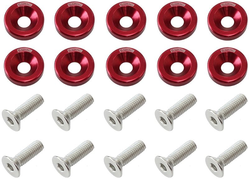 Aeroflow Performance Red Finish Aeroflow Billet Dress-Up/Fender Bolt Kit M6 x 1.00mm (20mm UHL) AF64-4365R SR
