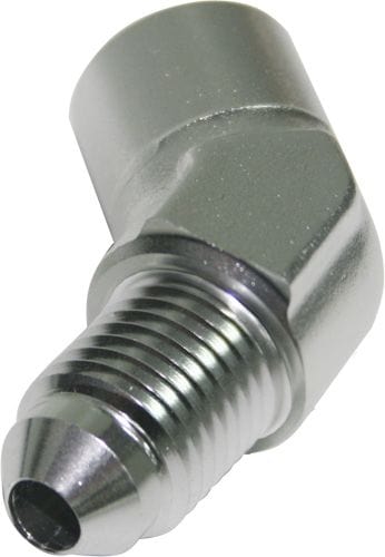Aeroflow Performance Silver Finish Aeroflow 45° Female NPT to Male AN Adapter 1/8" to -4AN AF371-04S SR