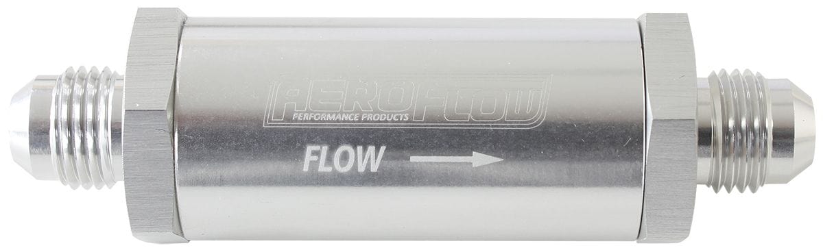 Aeroflow Performance Silver Finish Aeroflow -6AN Turbo Inline Oil Filter 30 Micron AF607-06S SR