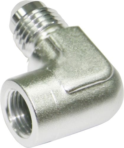Aeroflow Performance Silver Finish Aeroflow 90° Female NPT to Male AN Adapter 1/8" to -3AN AF373-03S SR
