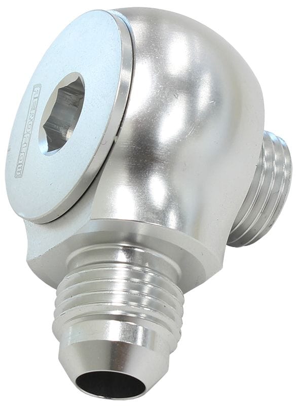 Aeroflow Performance Silver Finish Aeroflow 90° Low Profile -6ORB to -6AN Male Adapter AF909-06S SR