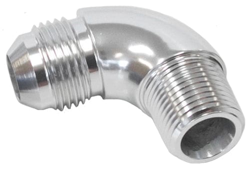 Aeroflow Performance Silver Finish Aeroflow 90° NPT to AN Full Flow Adapter 1/4" to -6AN AF522-06S SR