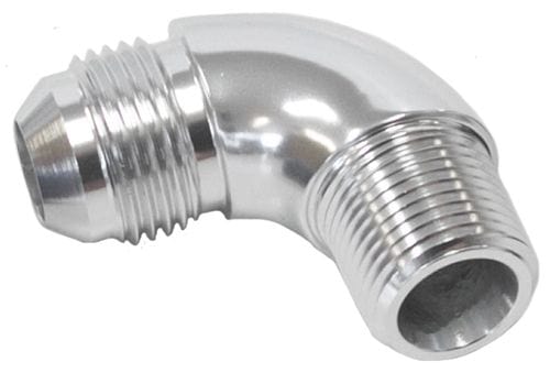Aeroflow Performance Silver Finish Aeroflow 90° NPT to AN Full Flow Adapter 1/4" to -8AN AF522-08-04S SR