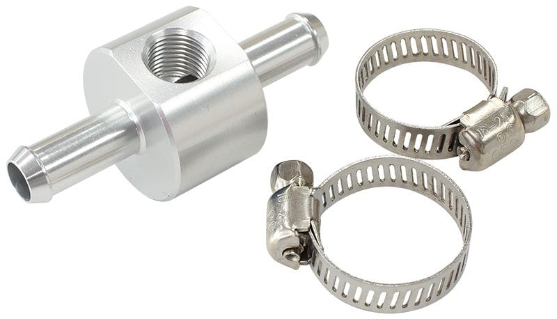 Aeroflow Performance Silver Finish Aeroflow Inline 3/8" Barb Adapter with 1/8" Port AF138-06S SR