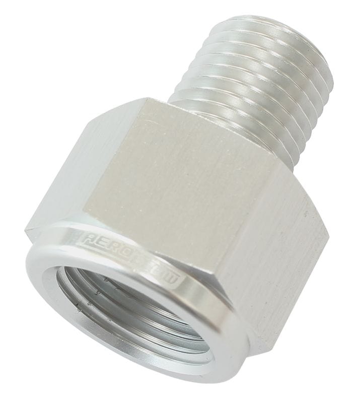 Aeroflow Performance Silver Finish Aeroflow NPT Pipe Reducer 1/8" to 1/4" AF912-02-04S SR