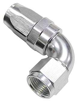 Aeroflow Performance Silver Finish. Suit 100 & 450 Series Hose Aeroflow 150 Series Taper One-Piece Full Flow Swivel 90° Hose End -6AN AF153-06S SR
