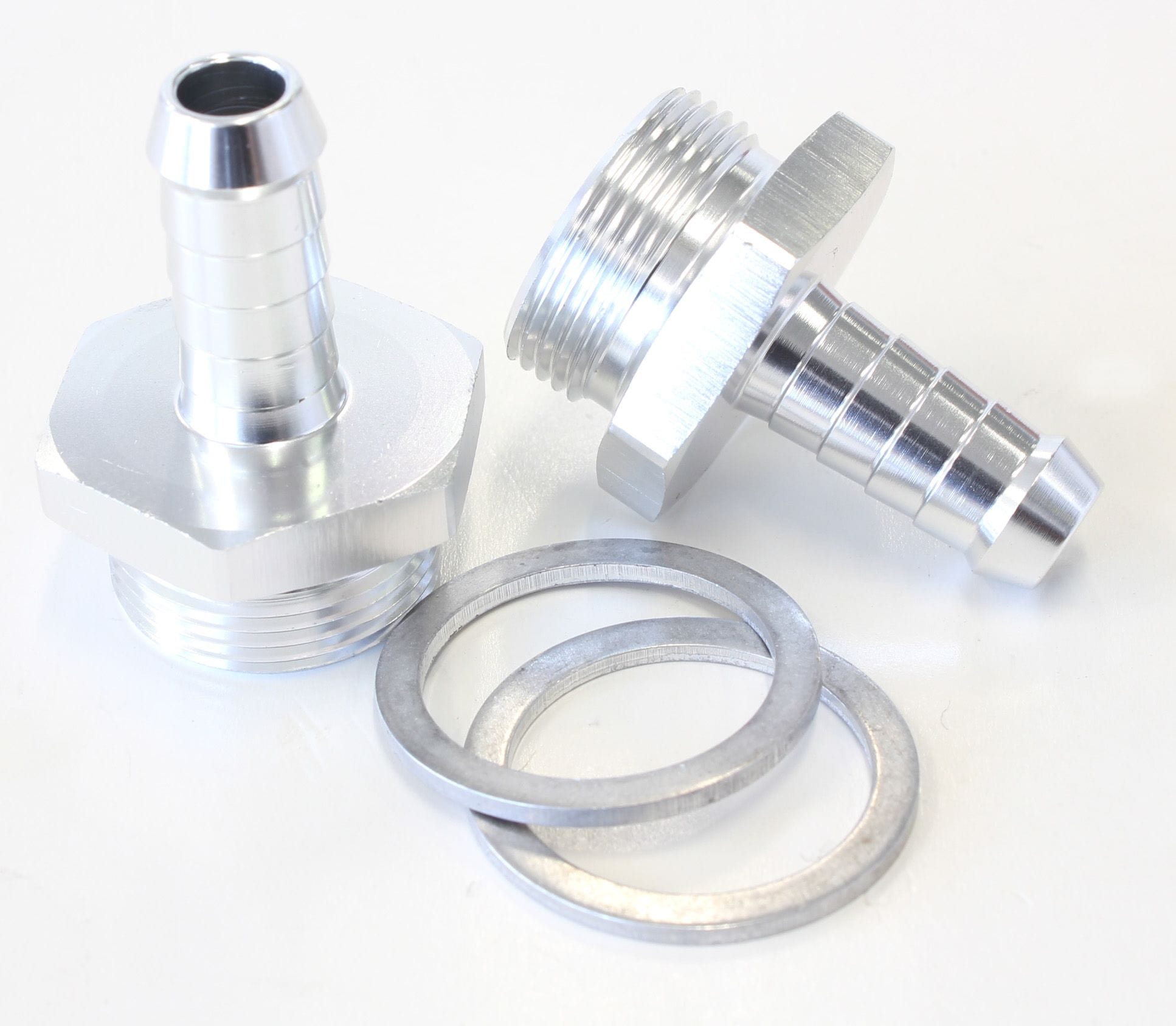 Aeroflow Performance Silver Finish. Suit Holley Inlet Feed Aeroflow Carburettor Adapter - Male 3/8" Barb to 7/8" x 20 AF700-01S SR