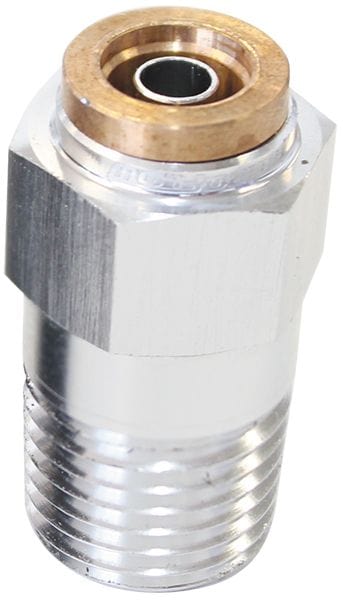 Aeroflow Performance Silver Finish. Suits 120 Series Nylon Hose Aeroflow 120 Series Straight 1/8" NPT to 3/16" Push to Connect Fitting AF121-02S SR