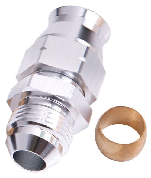 Aeroflow Performance Silver Finish. Suits Aeroflow, Moroso & Russell Tubing Aeroflow Tube to Male AN Adapter 3/8" to -6AN AF108-06S SR