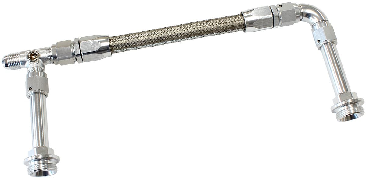 Aeroflow Performance Silver Finish. Suits Holley Dual Fuel Line With Dual Metering Blocks Aeroflow Carburettor Inlet Rail Kit -6AN AF160-06-2S SR