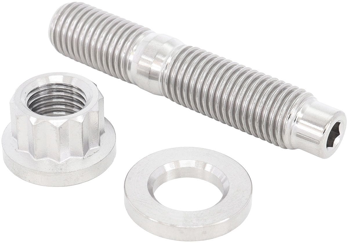Aeroflow Performance Sold as One Stud, One Flat Washer and One 12 Point Nut Aeroflow M10 x 1.25mm Titanium Stud, Nut and Washer Kit AF55-2003 SR