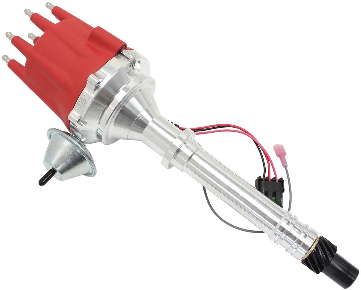 Aeroflow Performance Suit Chev Small Block and Big Block V8 Aeroflow XPRO Chevrolet Ready to Run Distributor, Machined Aluminium Body with Red Cap AF SR
