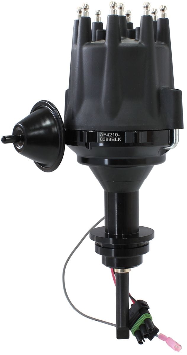 Aeroflow Performance Suit Chrysler Small Block 318 and 360 V8 Aeroflow XPRO Chrysler Ready to Run Distributor, Black Anodised Body with Black Cap AF421 SR
