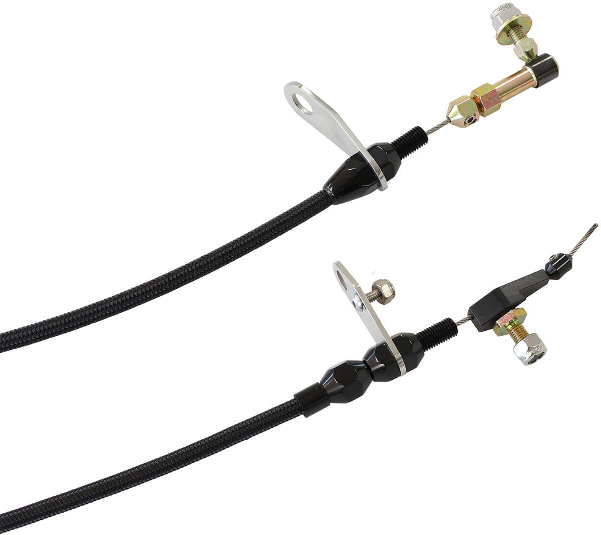 Aeroflow Kickdown Cable With Black Stainless Steel Cover & Black Ends