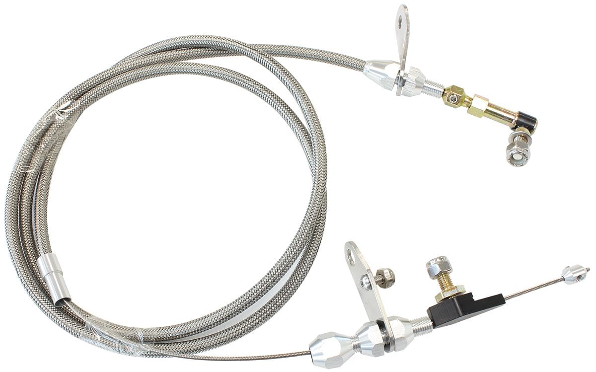 Aeroflow Performance Suit Chrysler Torqueflite 727 Transmission Aeroflow Kickdown Cable With Stainless Steel Cover & Chrome Ends AF72-7008 SR
