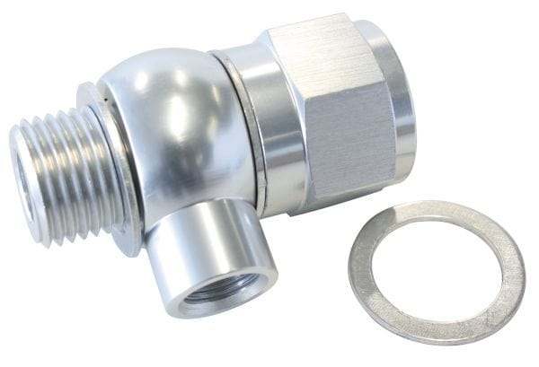 Aeroflow Performance Suit GM LS Series engine, 1/8" NPT port, Silver finish Aeroflow Oil Pressure Adapter AF166-05-02S SR