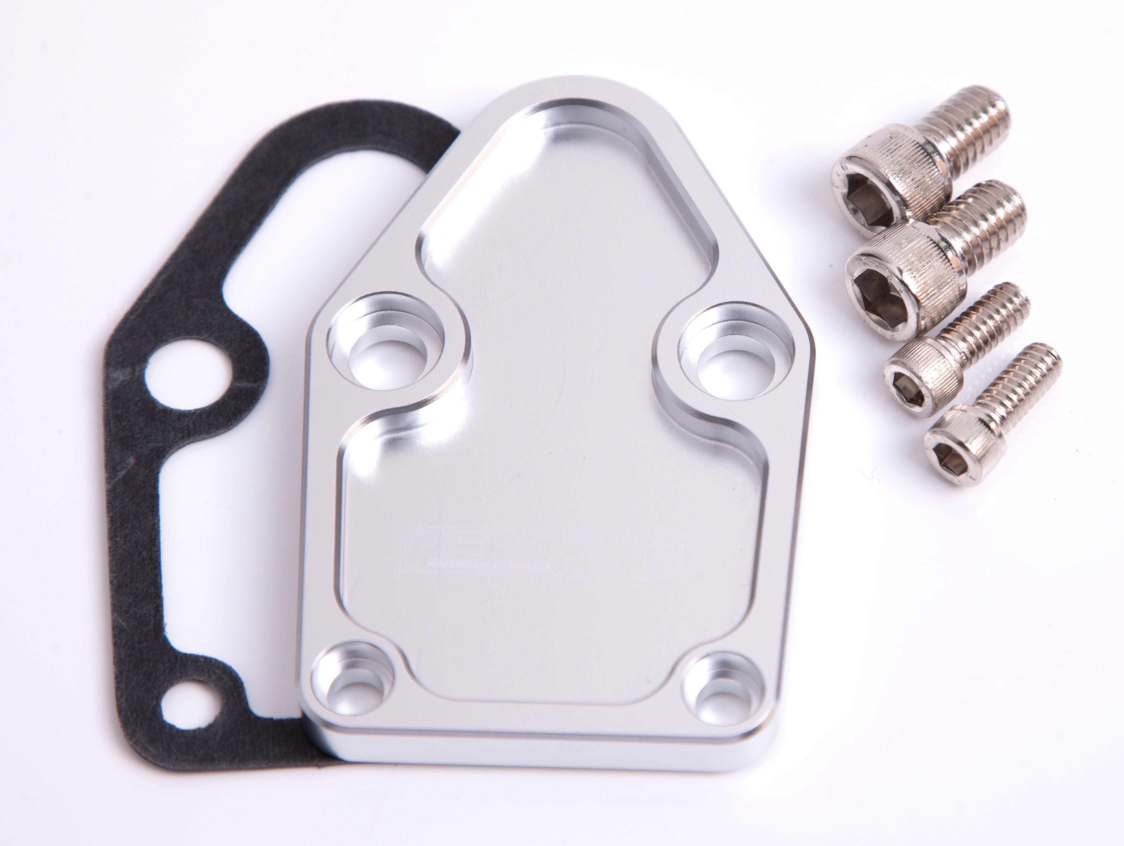 Aeroflow Performance Suit SB Chevy Aeroflow Billet Fuel Pump Block-Off Plate - Silver AF64-2028S SR