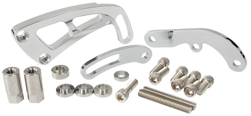 Aeroflow Performance Suit Small Block Chevy, Mid mount passenger side with long water pump Aeroflow Billet Aluminium Power Steering Bracket AF64-4001 SR