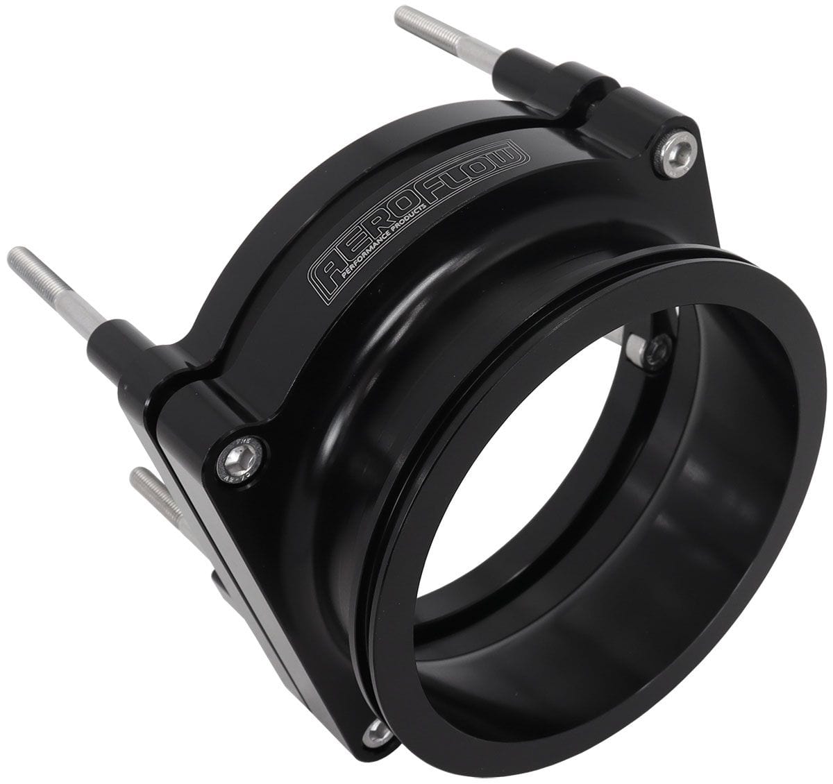 Aeroflow Performance suits 102mm Fly By Wire and 4" Intercooler Clamp Aeroflow GM LS Throttle Body Adapter, Black Finish AF64-2144BLK SR