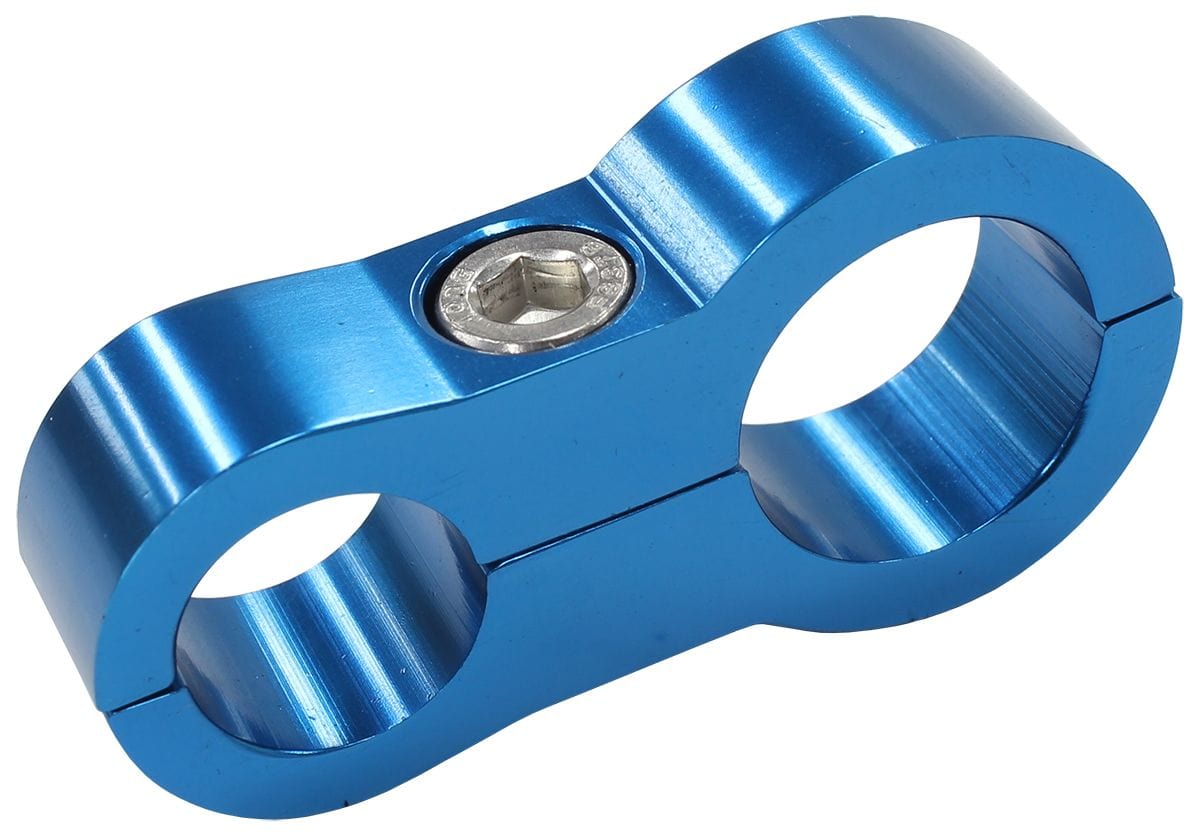 Aeroflow Performance Suits -6 and -10 Braid Hose or -8 and -12 Teflon Hose Aeroflow Stepped Billet Dual Hose Separator - Blue Finish AF156-09-12 SR