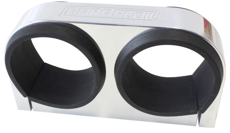 Aeroflow Performance Suits Aeroflow/Bosch 044 Fuel Pumps. Can also be used as a 2-5/8" Gau Aeroflow Dual Billet Fuel Pump Bracket - Polished AF64-2902P SR