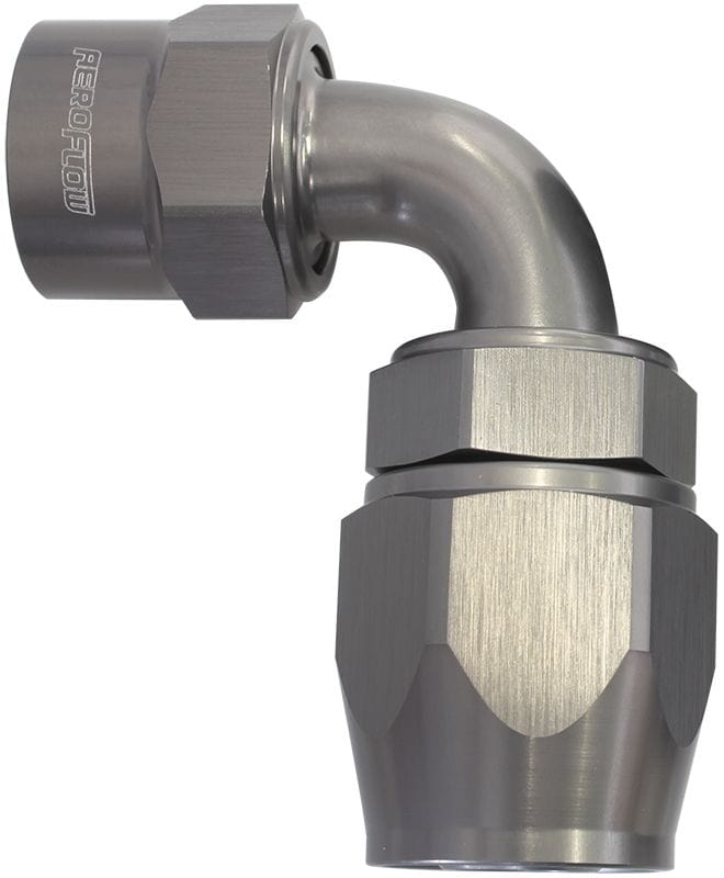 Aeroflow Performance Titanium Finish. Suits Kryptalon® Series Hose Aeroflow Kryptalon® Series Lightweight One Piece Swivel 90° Hose End -8AN AF7823-08 SR
