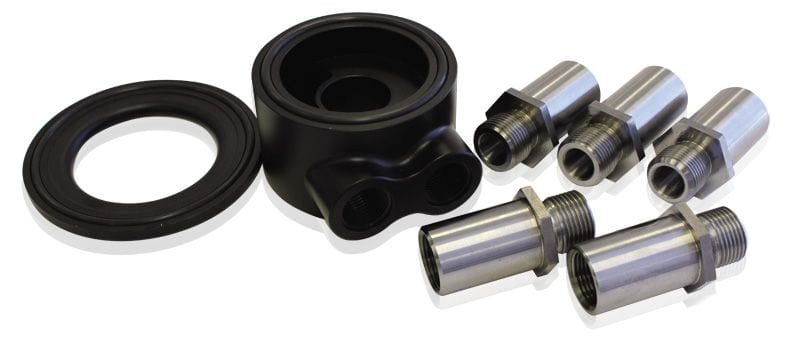 Aeroflow Performance Universal fitment, Black anodised finish Aeroflow Billet Oil Cooler Sandwich Adapter AF64-2060 SR