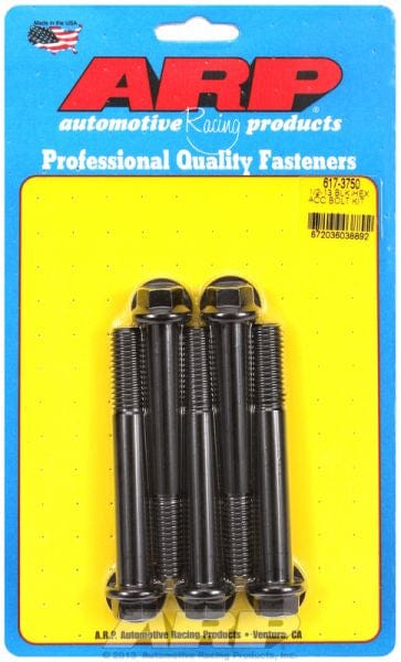 ARP 1/2" UNC x 3.750" UHL With 9/16" Socket Head ARP fasteners 5-Pack Bolt Kit, Hex Head Black Oxide AR617-3750 SR