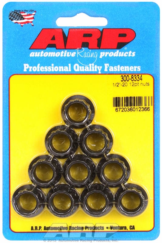 ARP 1/2" UNF Thread, 9/16" Socket (10-Pack) ARP fasteners 12-Point Nut, Chrome Moly Black Oxide AR300-8334 SR