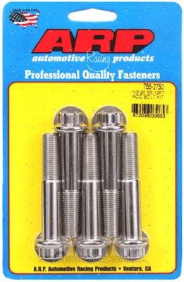 ARP 1/2" UNF x 2.750" UHL With 9/16" Socket Head ARP fasteners 5-Pack Bolt Kit, 12-Point Head S/S AR755-2750 SR
