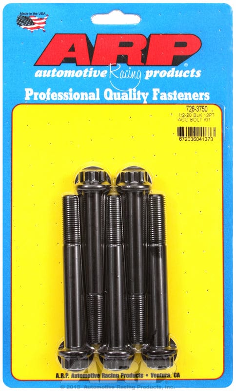 ARP 1/2" UNF x 3.750" UHL With 9/16" Socket Head ARP fasteners 5-Pack Bolt Kit, 12-Point Head Black Oxide AR726-3750 SR