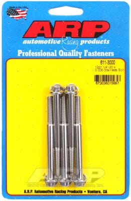 ARP 1/4" UNC x 3.000" UHL With 5/16" Socket Head ARP fasteners 5-Pack Bolt Kit, 12-Point Head S/S AR611-3000 SR