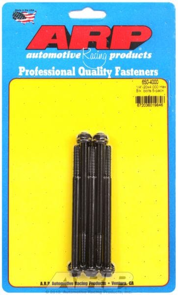 ARP 1/4" UNC x 4.000" UHL With 5/16" Socket Head ARP fasteners 5-Pack Bolt Kit, Hex Head Black Oxide AR650-4000 SR