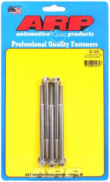ARP 1/4" UNC x 4.000" UHL With 5/16" Socket Head ARP fasteners 5-Pack Bolt Kit, Hex Head S/S AR621-4000 SR