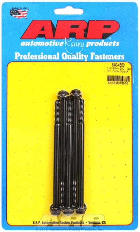 ARP 1/4" UNC x 4.500" UHL With 5/16" Socket Head ARP fasteners 5-Pack Bolt Kit, 12-Point Head Black Oxide AR640-4500 SR