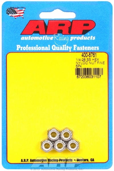 ARP 1/4" UNF Thread (5-Pack) ARP fasteners S/S Hex Nyloc Nuts AR400-8761 SR