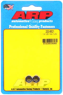 ARP 1/4" UNF Thread x 7/16" Socket (2-Pack) ARP fasteners Hex Nut With Flange, Chrome Moly AR200-8621 SR