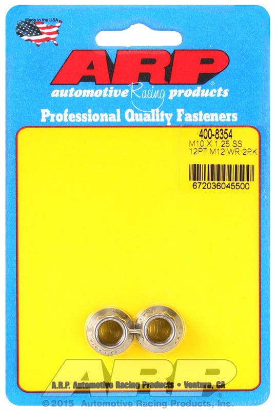 ARP 10mm X 1.25 Thread, 12mm Socket (2-Pack) ARP fasteners 12-Point Nut, Polished S/S AR400-8354 SR