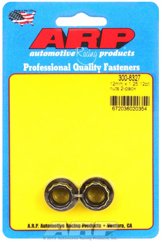 ARP 12mm X 1.25 Thread, 14mm Socket (2 Pack) ARP fasteners 12-Point Nut, Chrome Moly Black Oxide AR300-8327 SR