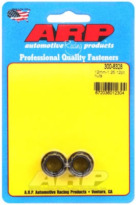 ARP 12mm X 1.25 Thread, 14mm Socket (2 Pack) ARP fasteners 12-Point Nut, Chrome Moly Black Oxide AR300-8328 SR