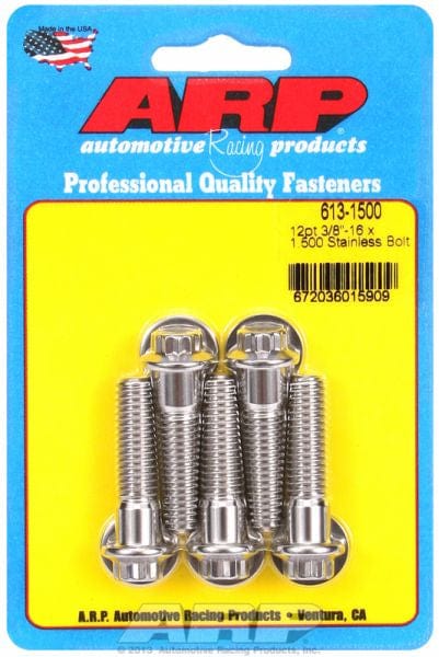 ARP 3/8" UNC x 1.500" UHL With 3/8" Socket Head ARP fasteners 5-Pack Bolt Kit, 12-Point Head S/S AR613-1500 SR