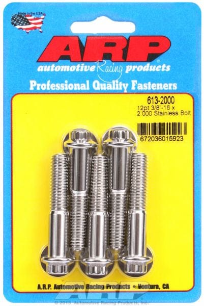 ARP 3/8" UNC x 2.000" UHL With 3/8" Socket Head ARP fasteners 5-Pack Bolt Kit, 12-Point Head S/S AR613-2000 SR