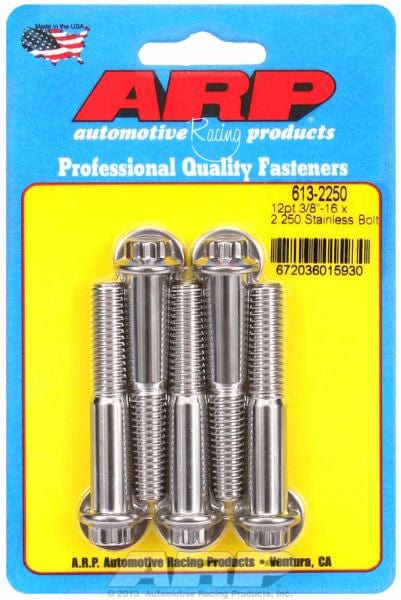 ARP 3/8" UNC x 2.250" UHL With 3/8" Socket Head ARP fasteners 5-Pack Bolt Kit, 12-Point Head S/S AR613-2250 SR